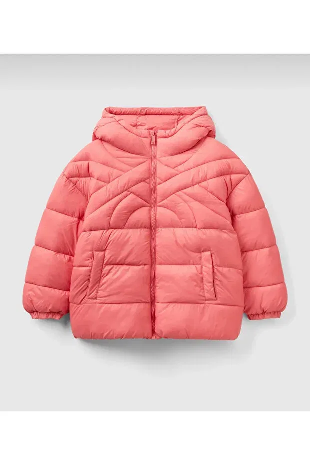 Детское пальто для девочек утепленное Benetton United Colors Of Benetton, Fuchsia