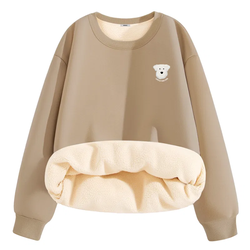 Детский свитшот с принтом Ma Pin Puppy Chest Logo MINISO, Soft Sherpa Khaki