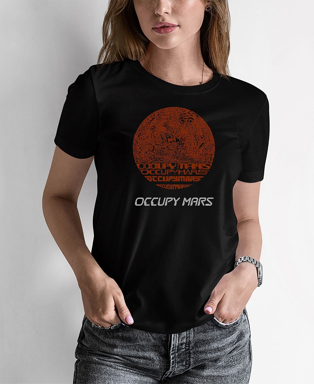 

Женская футболка word art occupy mars LA Pop Art, черный