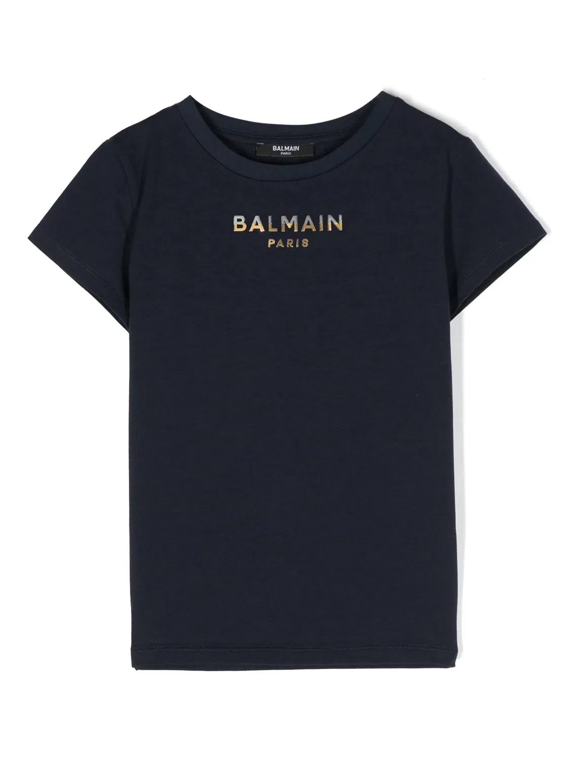 Футболка с аппликацией логотипа Balmain, темно-синий