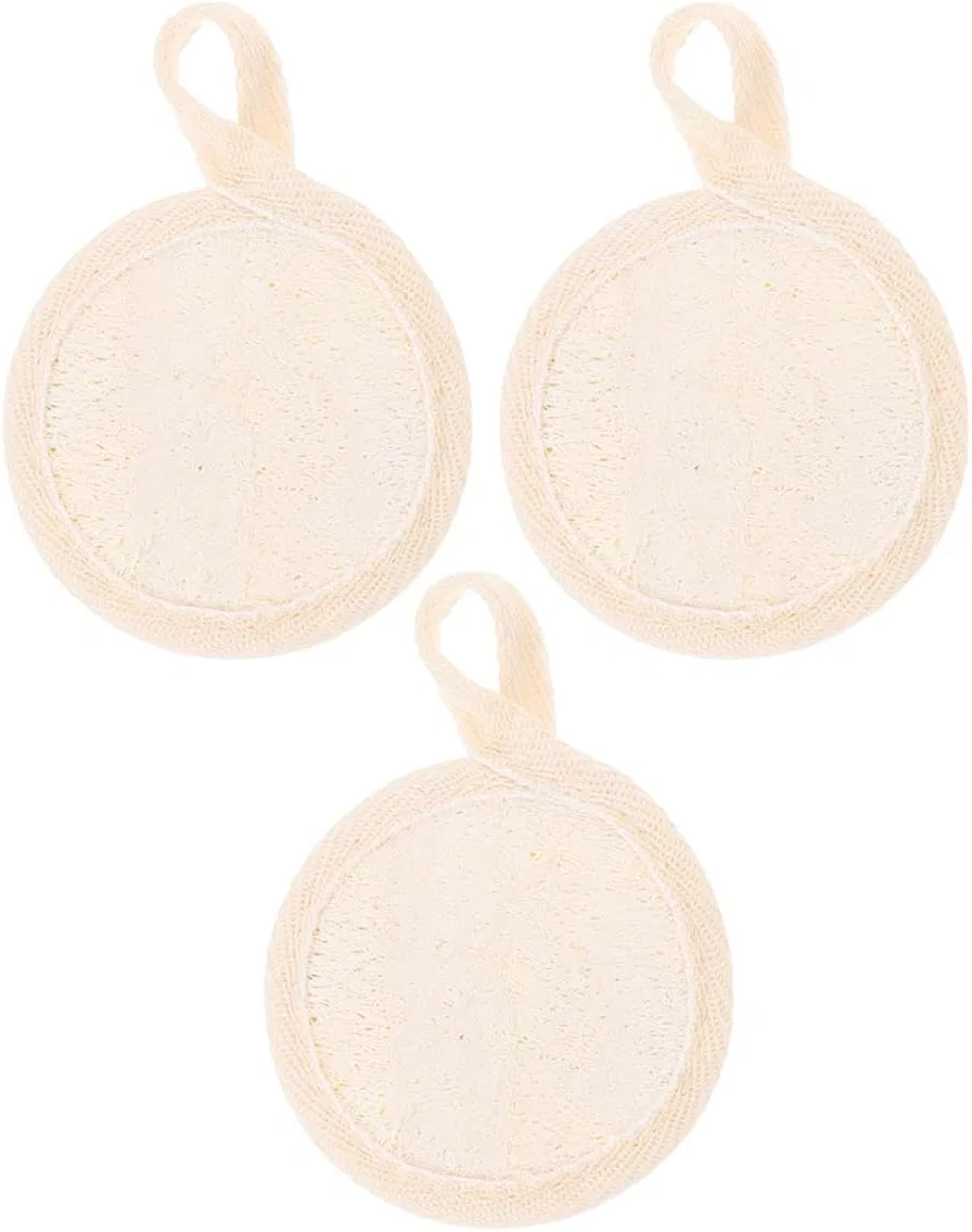 Набор скрабовых спонжей для лица, Cotton and Loofah, Toyvian, 3 шт, 8.5x8.5x0.5 см, Beige
