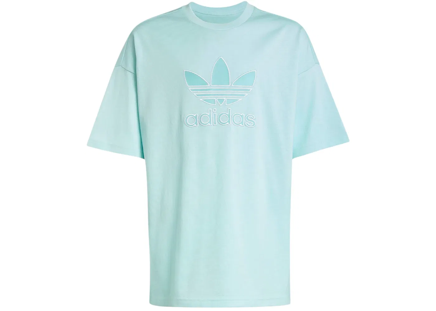 Детская футболка оверсайз с принтом Trefoil Adidas, цвет Semi Flash Aqua
