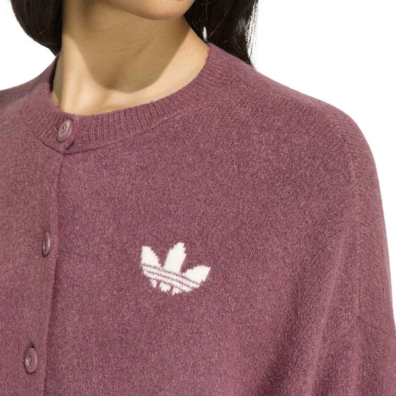 Женский кардиган с длинным рукавом, свободного кроя, adidas Originals Essentials Knit Cardigan, adidas, Quiet Crimson — фото 3