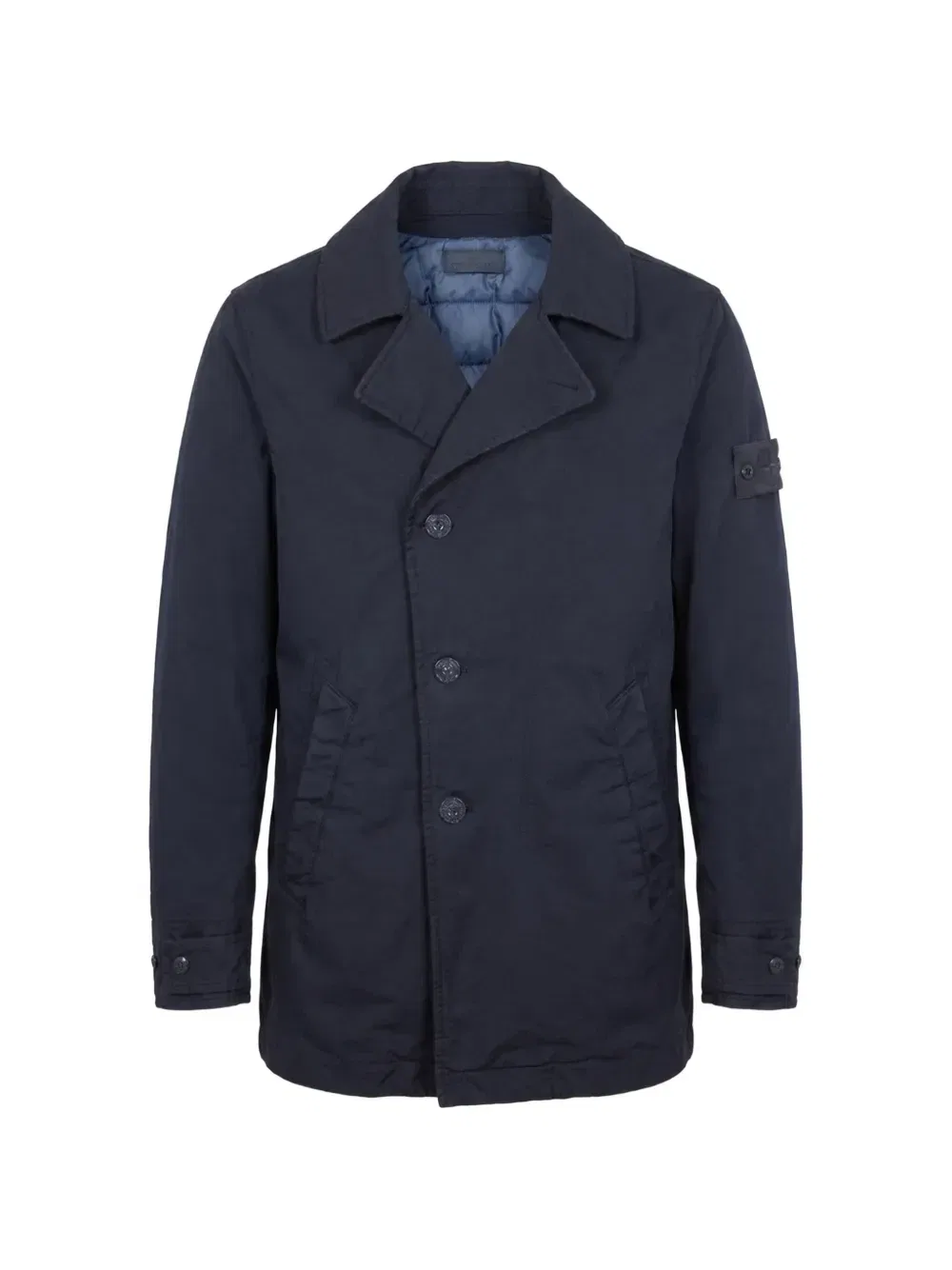 Пальто на пуговицах с логотипом-нашивкой Stone Island, синий