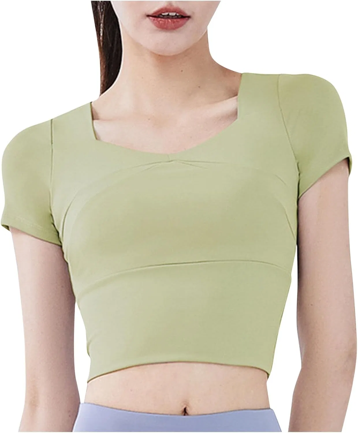 Женская футболка-кроп топ Slim Fit с встроенным бюстгальтером, Green