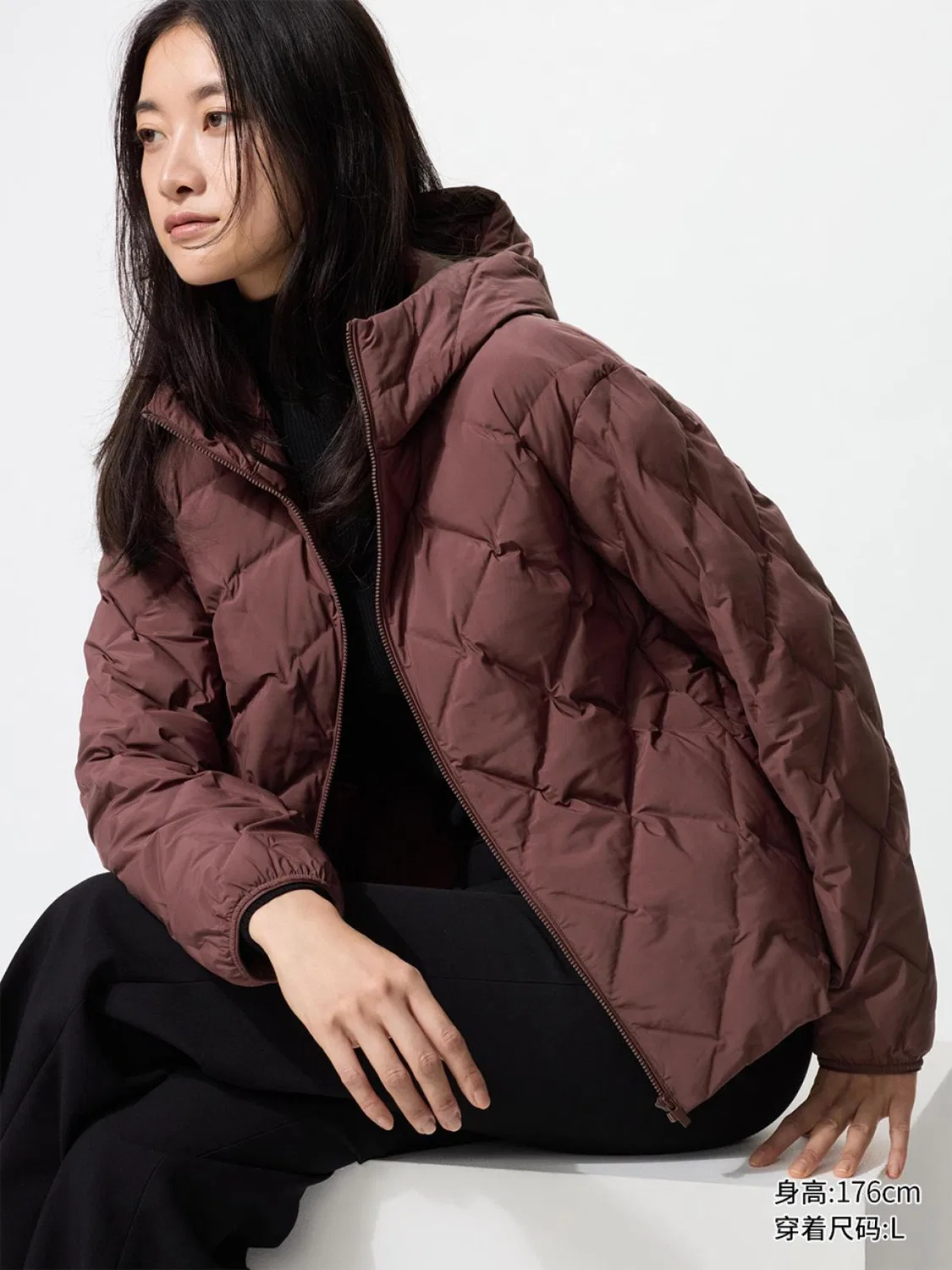 Куртка утепленная с капюшоном Uniqlo, темно-красный