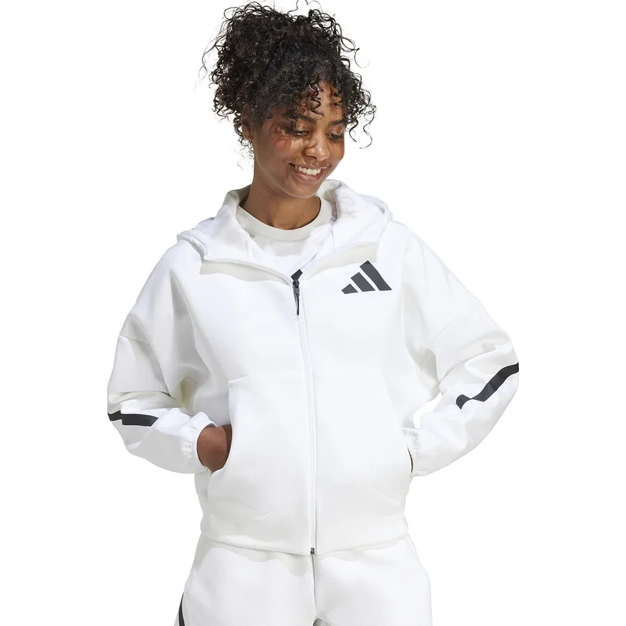 Женский свитшот с капюшоном и полной застежкой-молнией Z.N.E. Full-Zip adidas, Белый