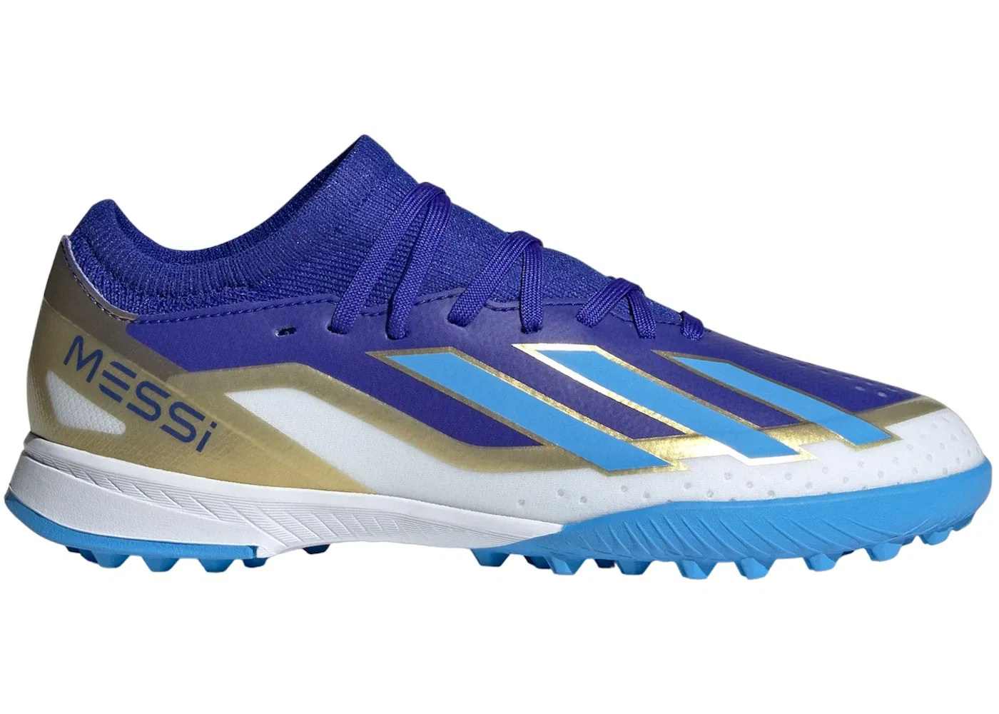 Детские бутсы с шипами Adidas Crazyfast Messi League Turf, Lucid Blue/Blue Burst/Cloud White