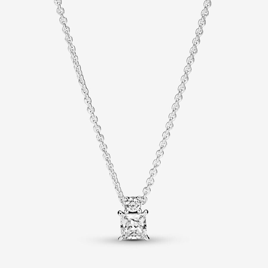 

Колье Pandora Sparkling Collier Round & Square, серебро