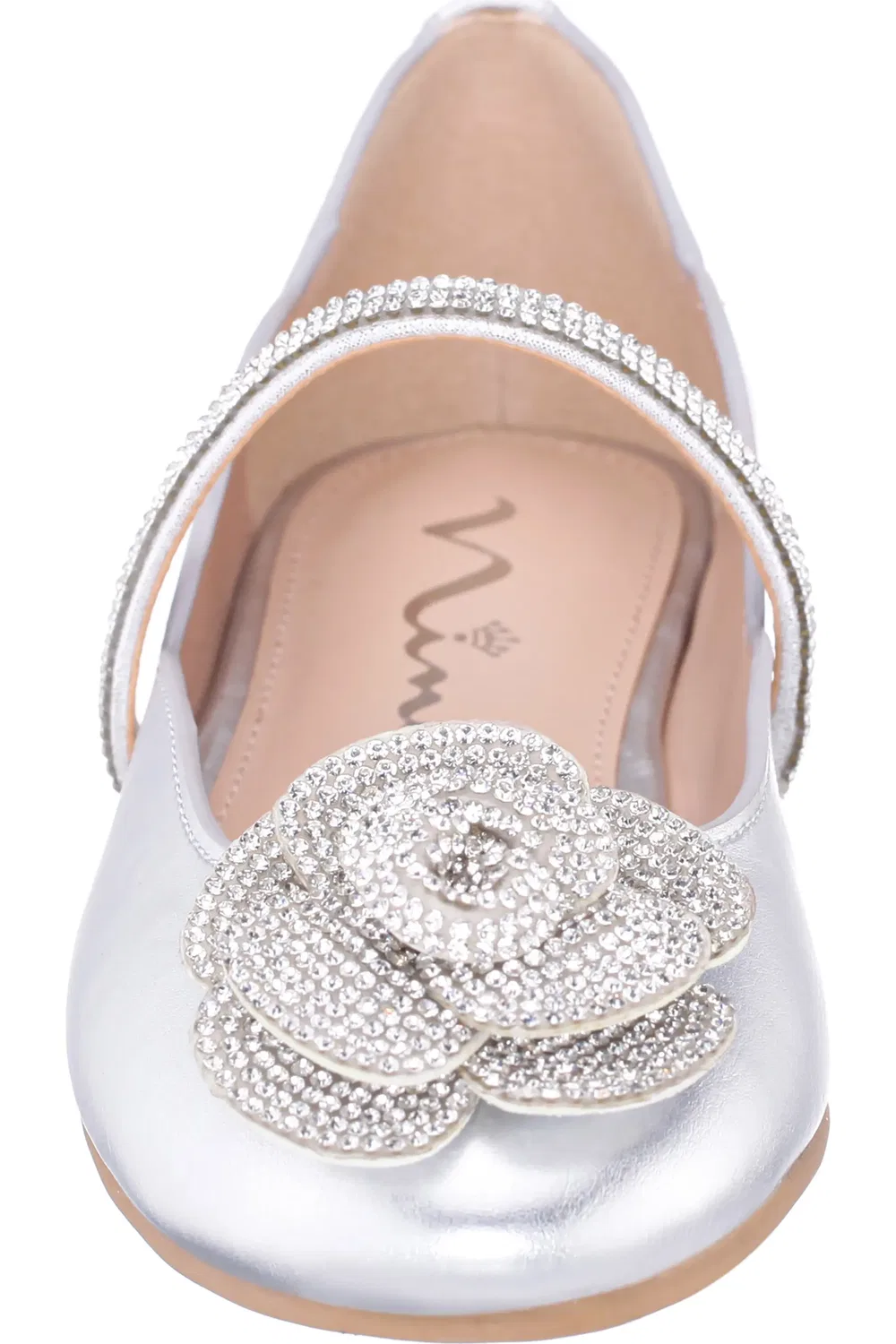 Детские туфли Мэри Джейн с цветочной аппликацией Izzy Nina, Silver Metallic — фото 4