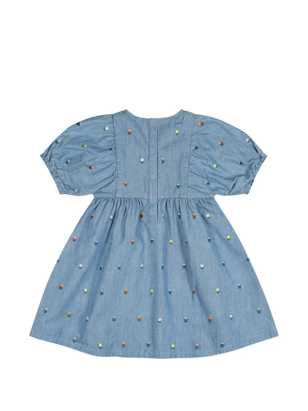 Платье с вышивкой и рукавами-фонариками Stella Mccartney Kids, синий — фото 2