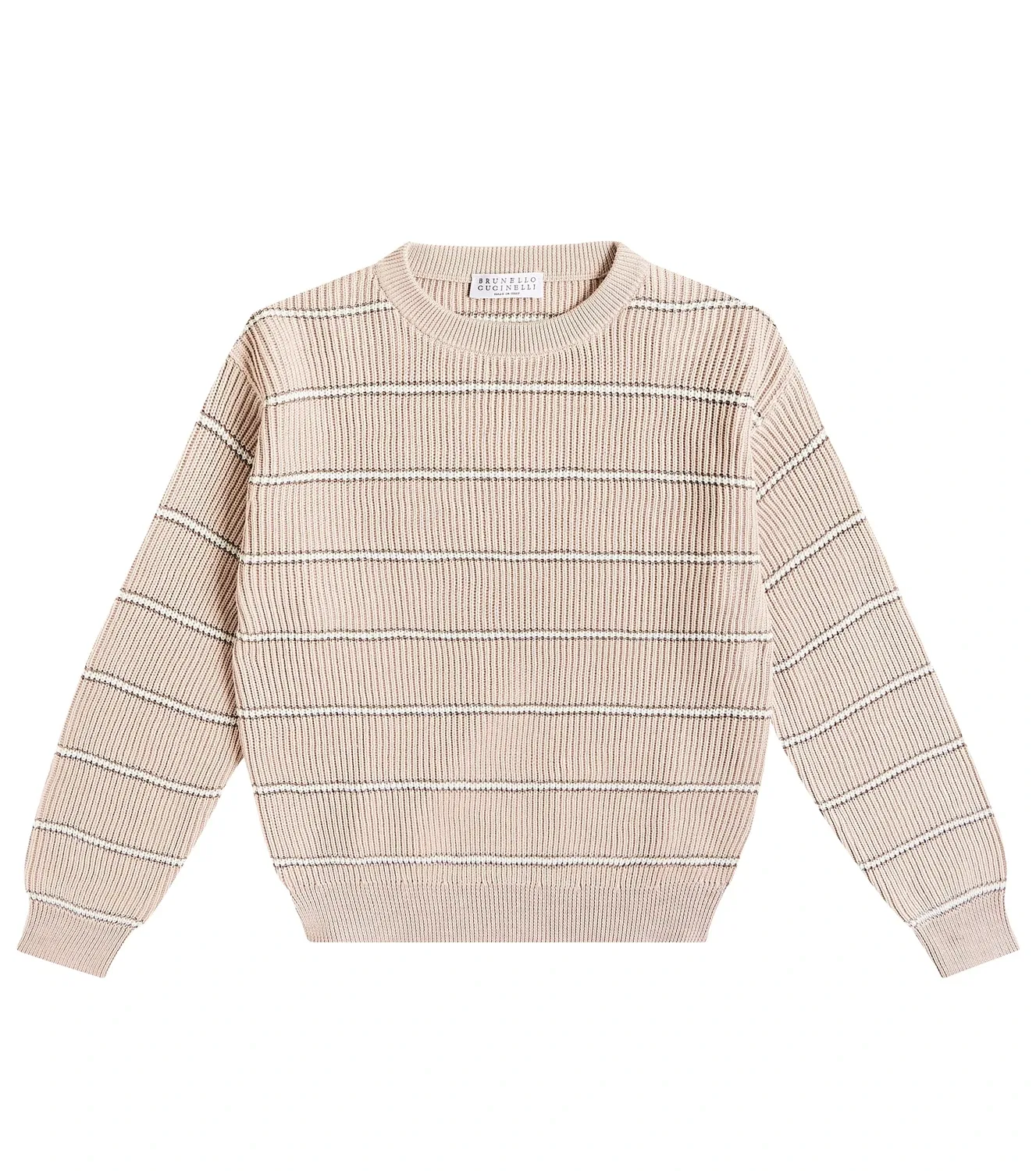 Свитер хлопковый Brunello Cucinelli Kids, бежевый