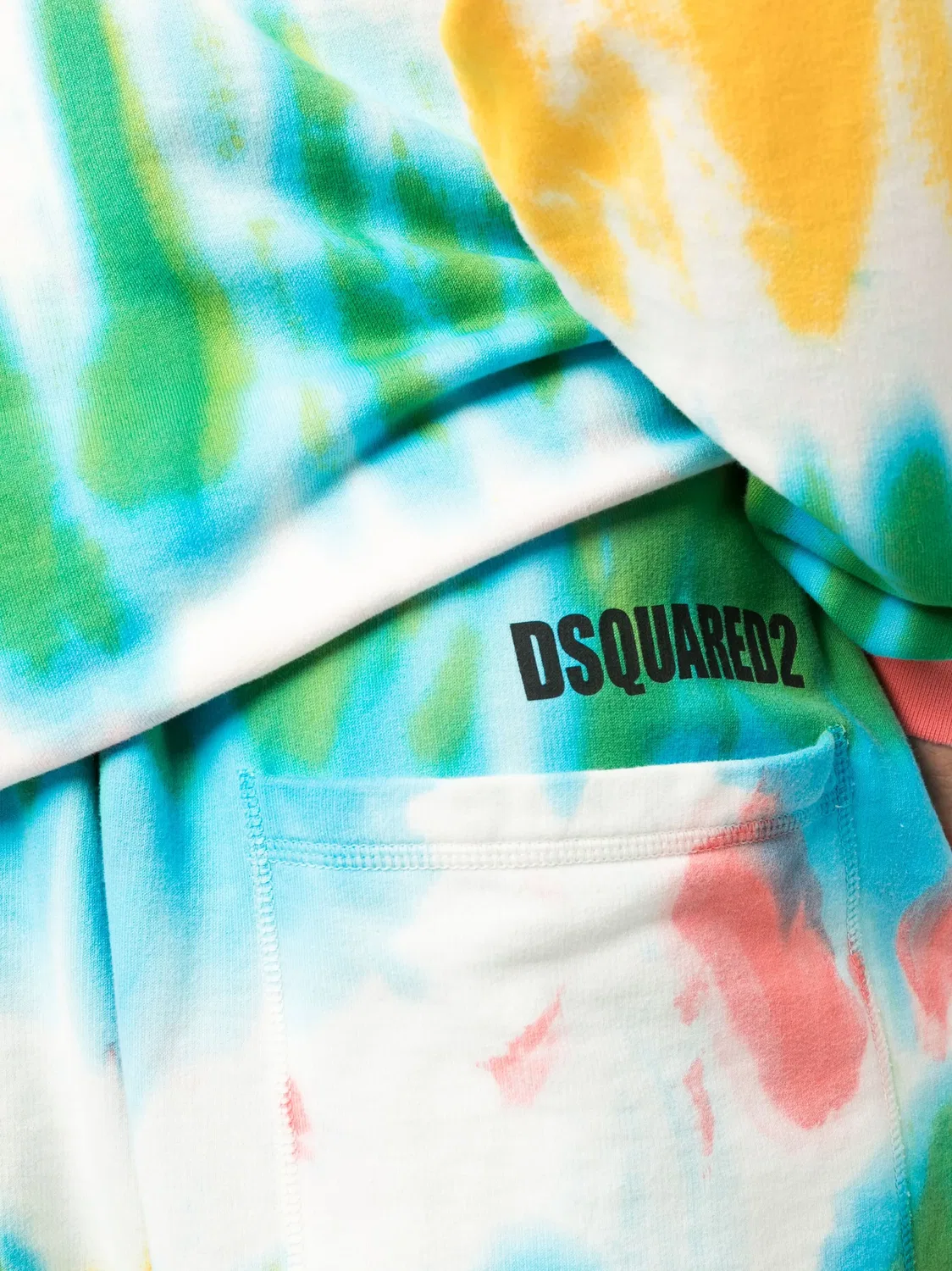 Шорты из хлопка с принтом тай-дай DSQUARED2, зеленый — фото 4
