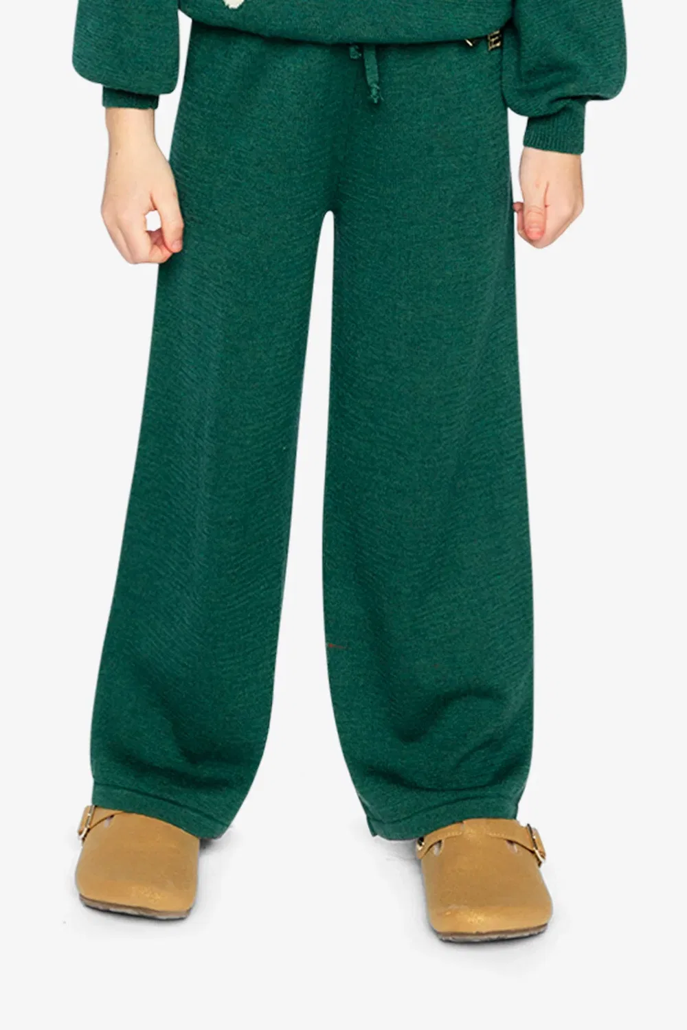 Детские брюки-клеш с принтом Frosted Strawberry Deux par Deux, Jasper Printed Green — фото 2