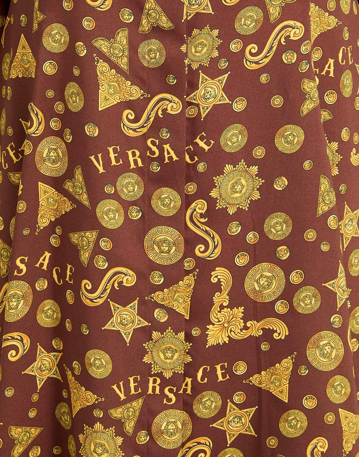 Женское платье-рубашка с принтом Versace, коричневый — фото 4