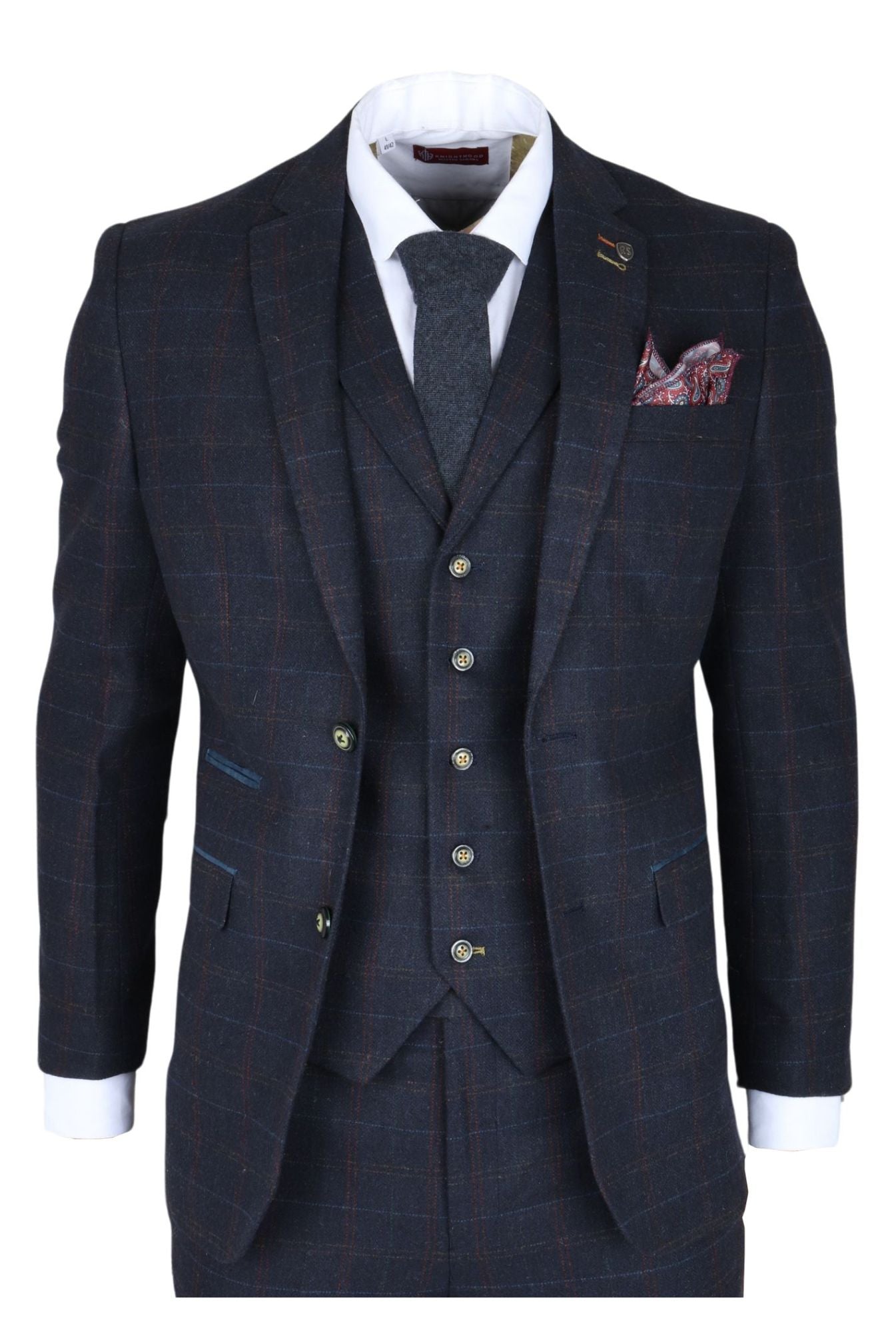 

Костюм-тройка из твида Ryan Slim Fit Robert Simon, темно-синий