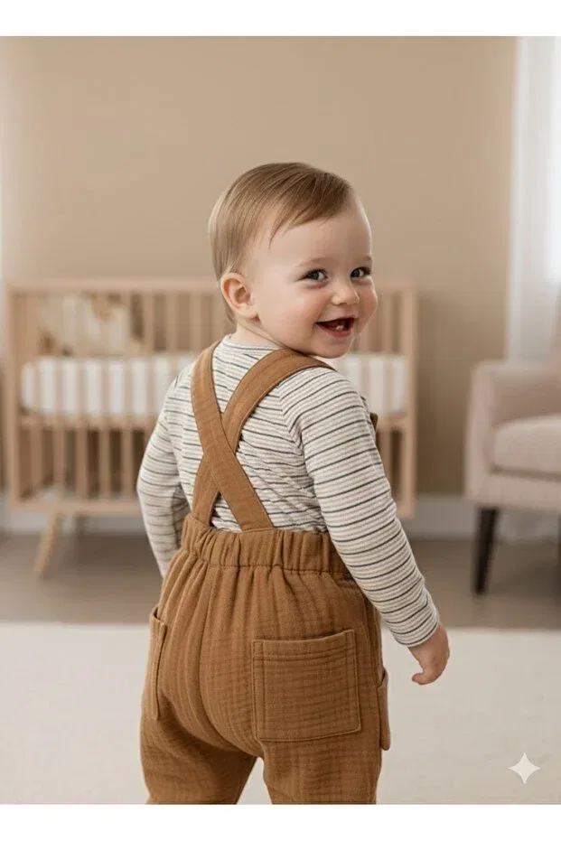 Детский комбинезон для мальчиков хлопковый Babydola, Brown — фото 3