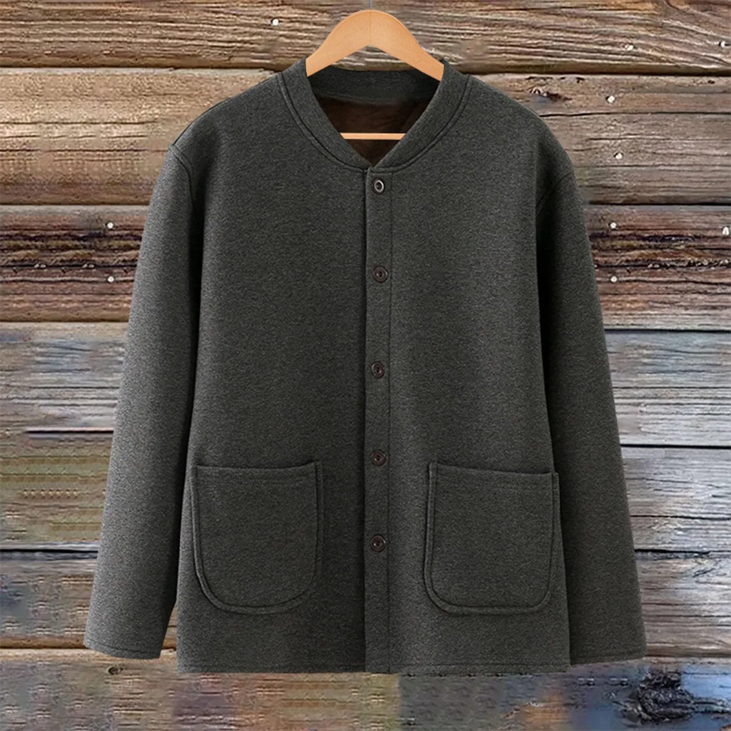 Женская флисовая куртка oversize с молнией, модель Giacca in pile da donna senza cappuccio, grigio scuro — фото 2