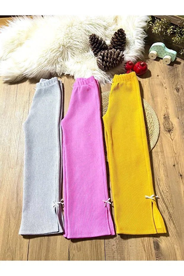 Детские брюки для девочек хлопковые с принтом Babyelisco, Gray-Pink - Mustard Yellow — фото 3
