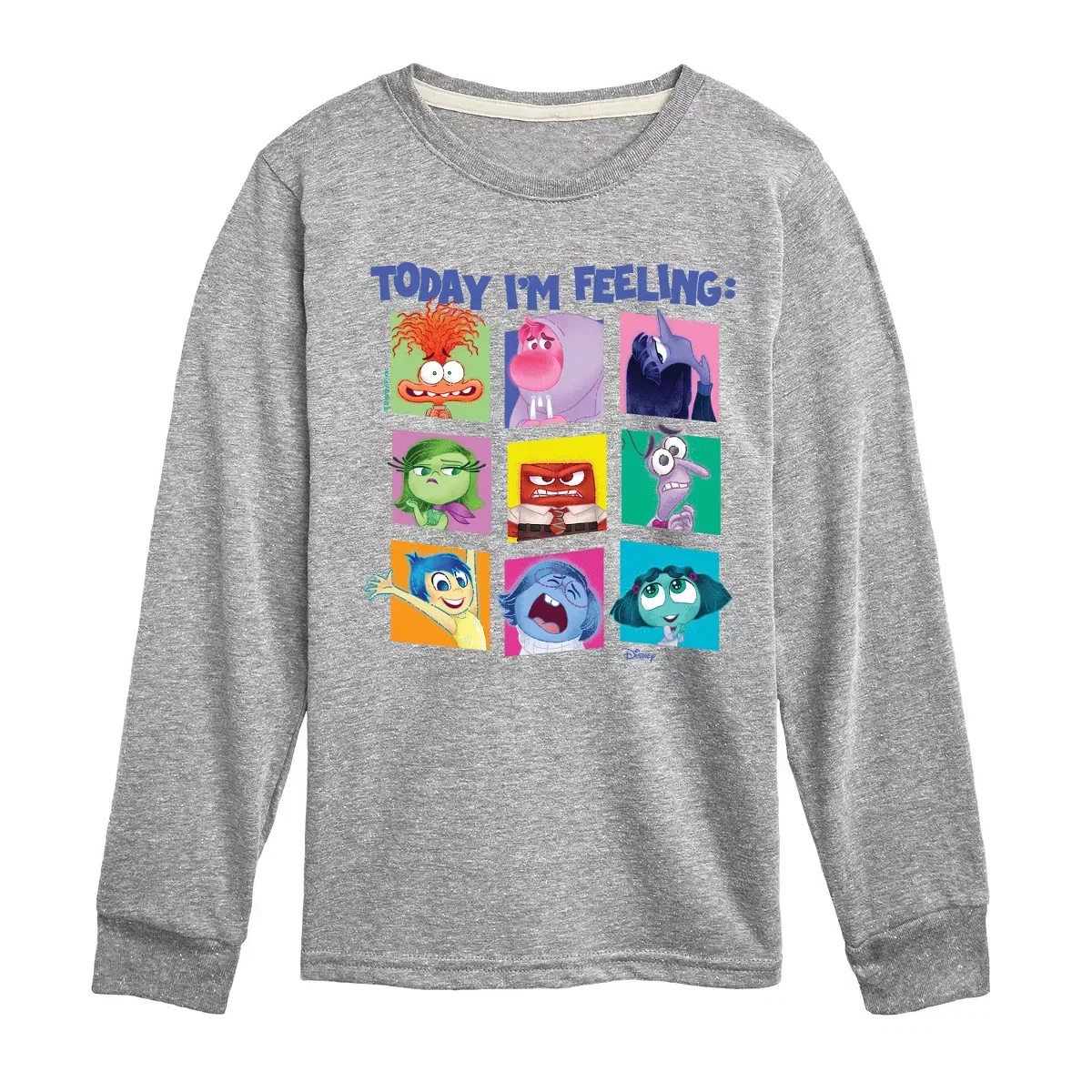 Детский лонгслив с принтом Inside Out Today I'm Feeling Grid Inside Out, Athletic Heather