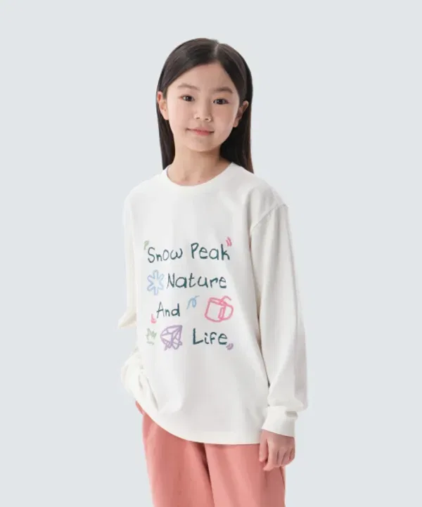 Футболка с длинным рукавом с графическим принтом Doodle, Snowpeak Apparel Kids, белый