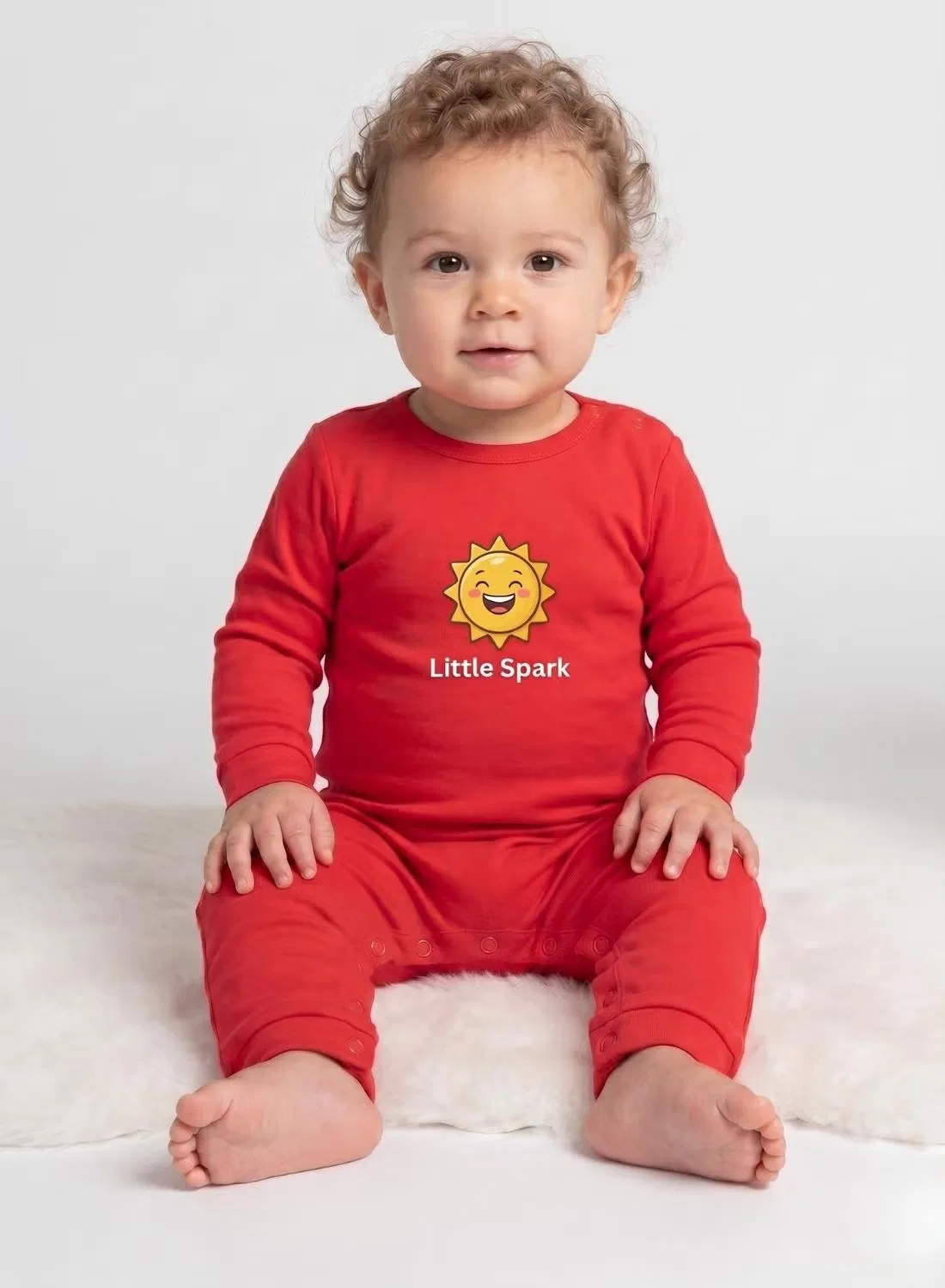 Боди-комбинезон с принтом солнца Baby little spark Babyqlo, красный — фото 3