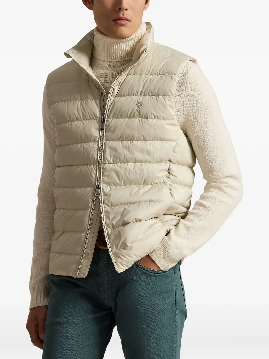 Непромокаемый стеганый жилет Pony Polo Ralph Lauren, нейтральные цвета — фото 2
