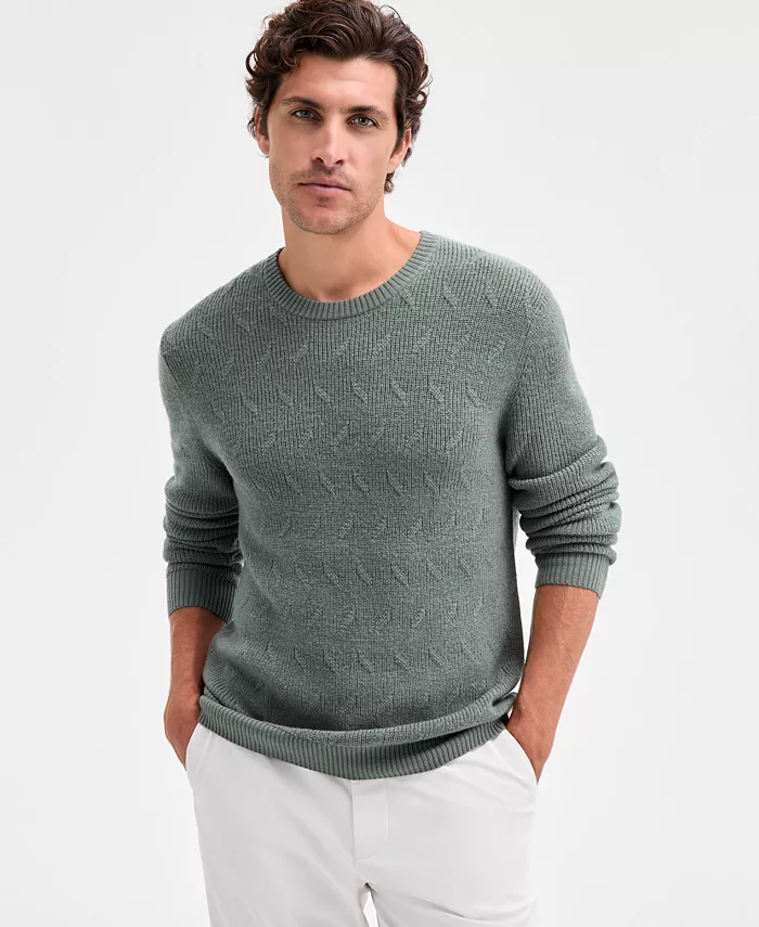 

Мужской свитер с длинным рукавом Basket Weave Crewneck Alfani, зеленый