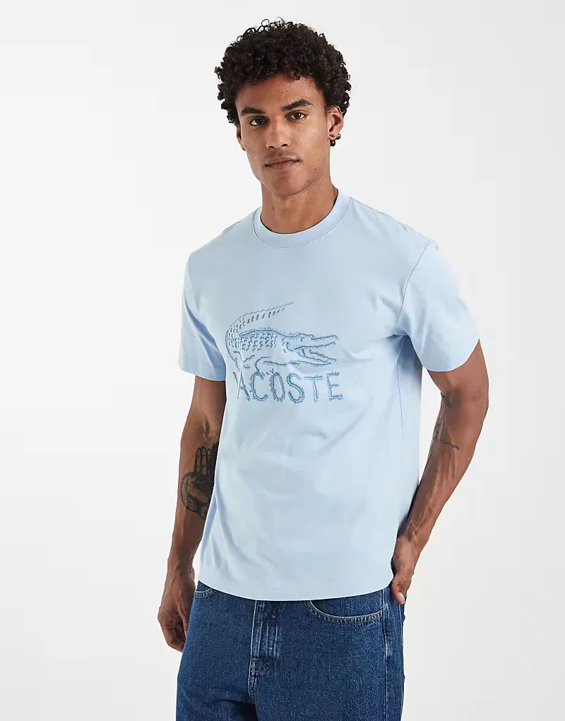 Футболка Lacoste с графическим логотипом в виде песка, синий