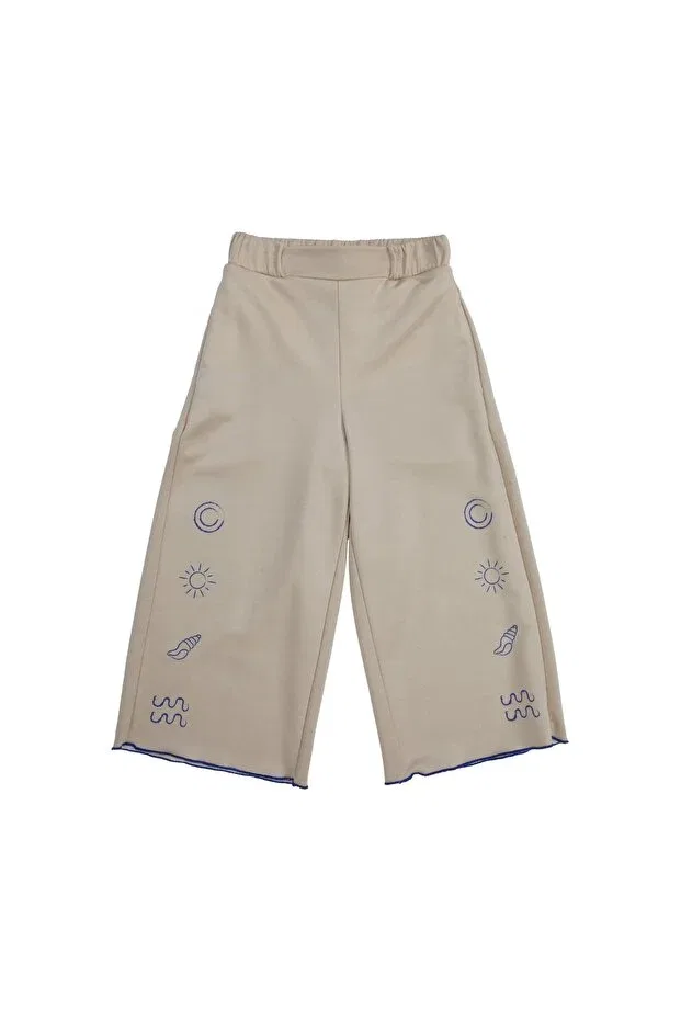 Детские спортивные штаны для девочек с принтом Manimani, Beige — фото 3