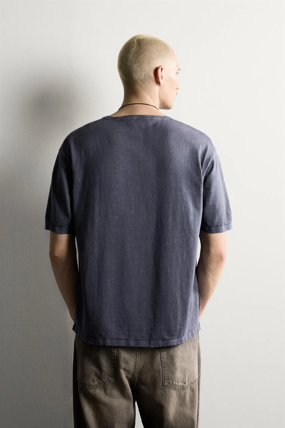 Футболка из текстурированного вяза ZARA, Ink blue — фото 3