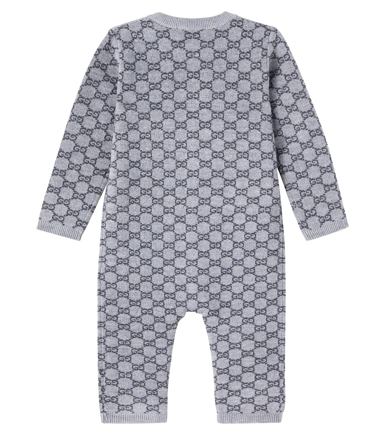 Комбинезон из шерсти с жаккардовым узором GG Gucci Kids, серый — фото 2