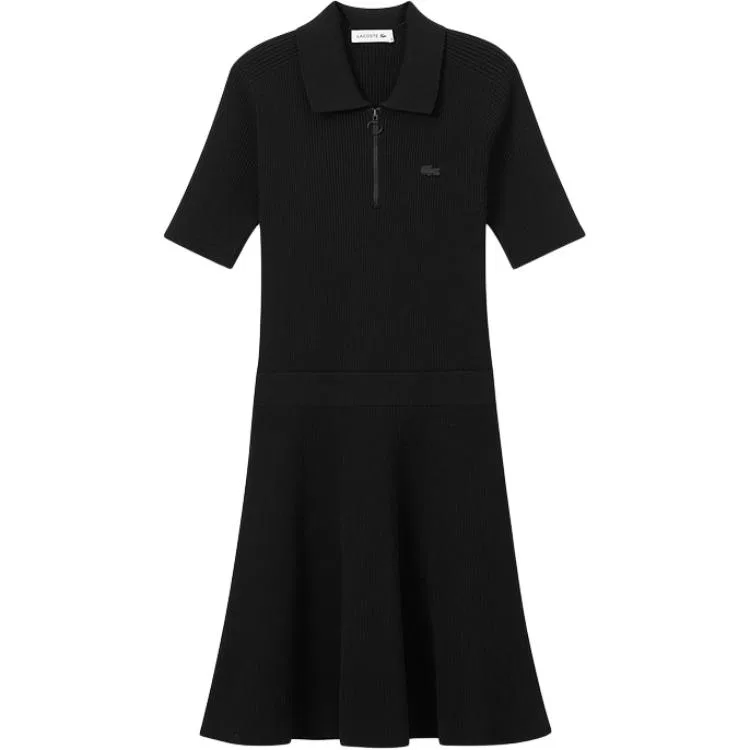 Женское платье-поло с коротким рукавом, миди, LACOSTE, Black