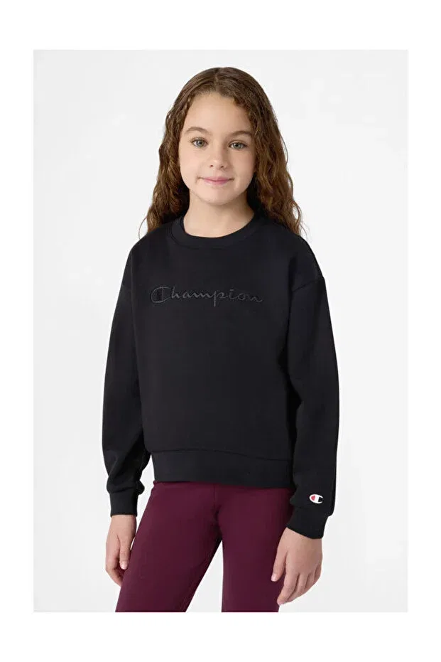 Детские свитшот для девочек хлопковый Icons crewneck sweatshirt black kids sweatshirt Champion, Rose-Ps209