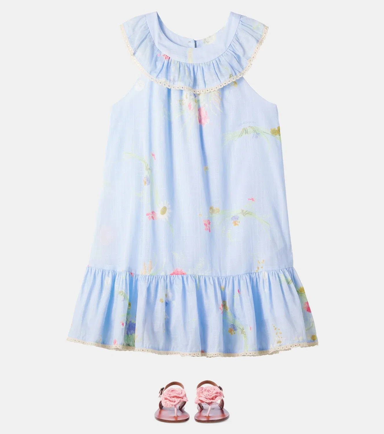 Платье с цветочным принтом Zimmermann Kids, синий — фото 2