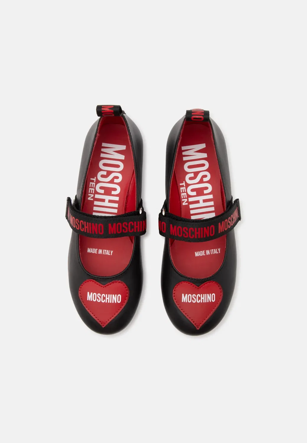 Балетки с ремешком на щиколотке Moschino, Black/Red — фото 2