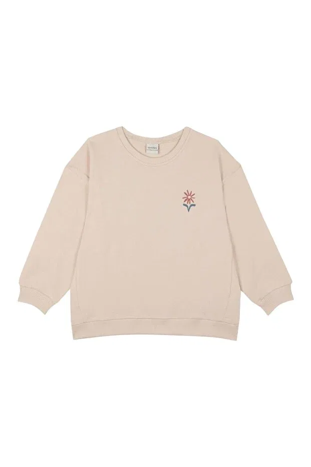 Детский комплект свитшота и брюк для девочек с принтом Antebies, Beige — фото 4