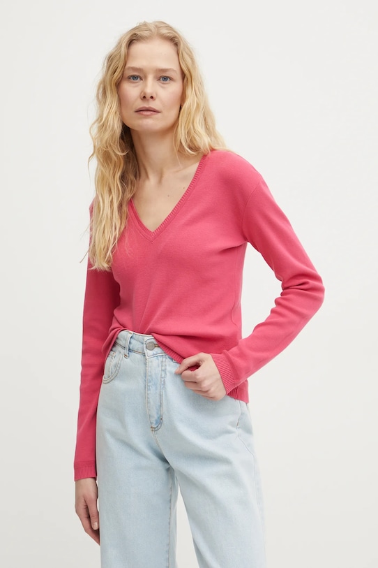 

Хлопковый свитер United Colors Of Benetton, розовый