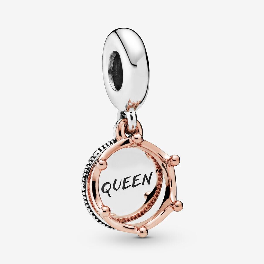 

Шарм Pandora Queen & Regal Crown Dangle, серебро/розовое золото