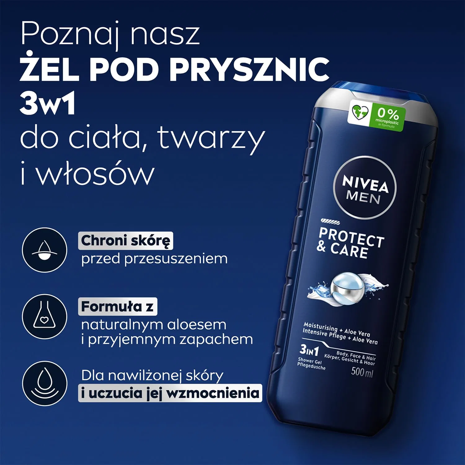 Гель для душа NIVEA Protect&Care Nourishing с алоэ вера, 500 мл — фото 2
