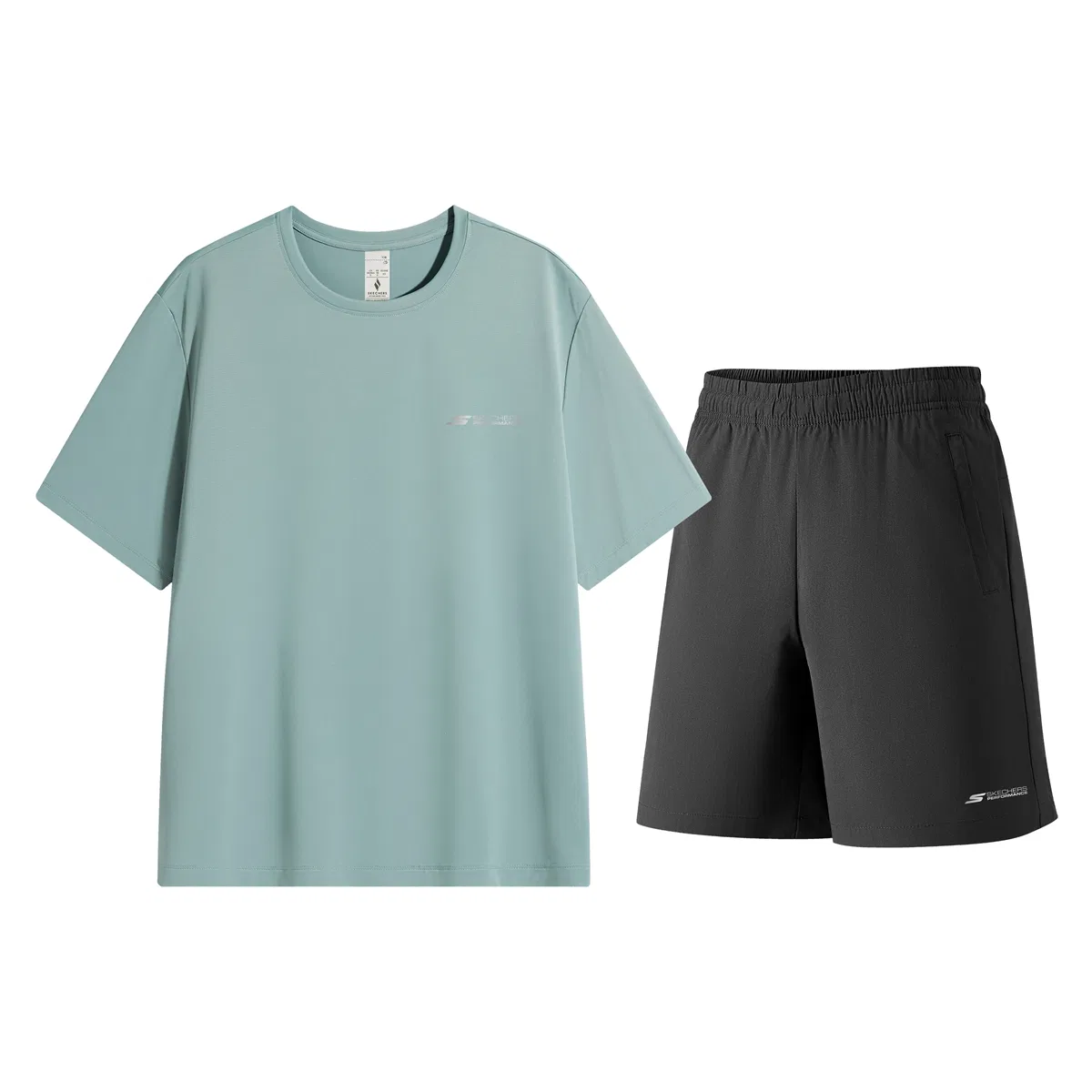 Детский спортивный комплект Skechers, Brown Green Top+Carbon Black Shorts