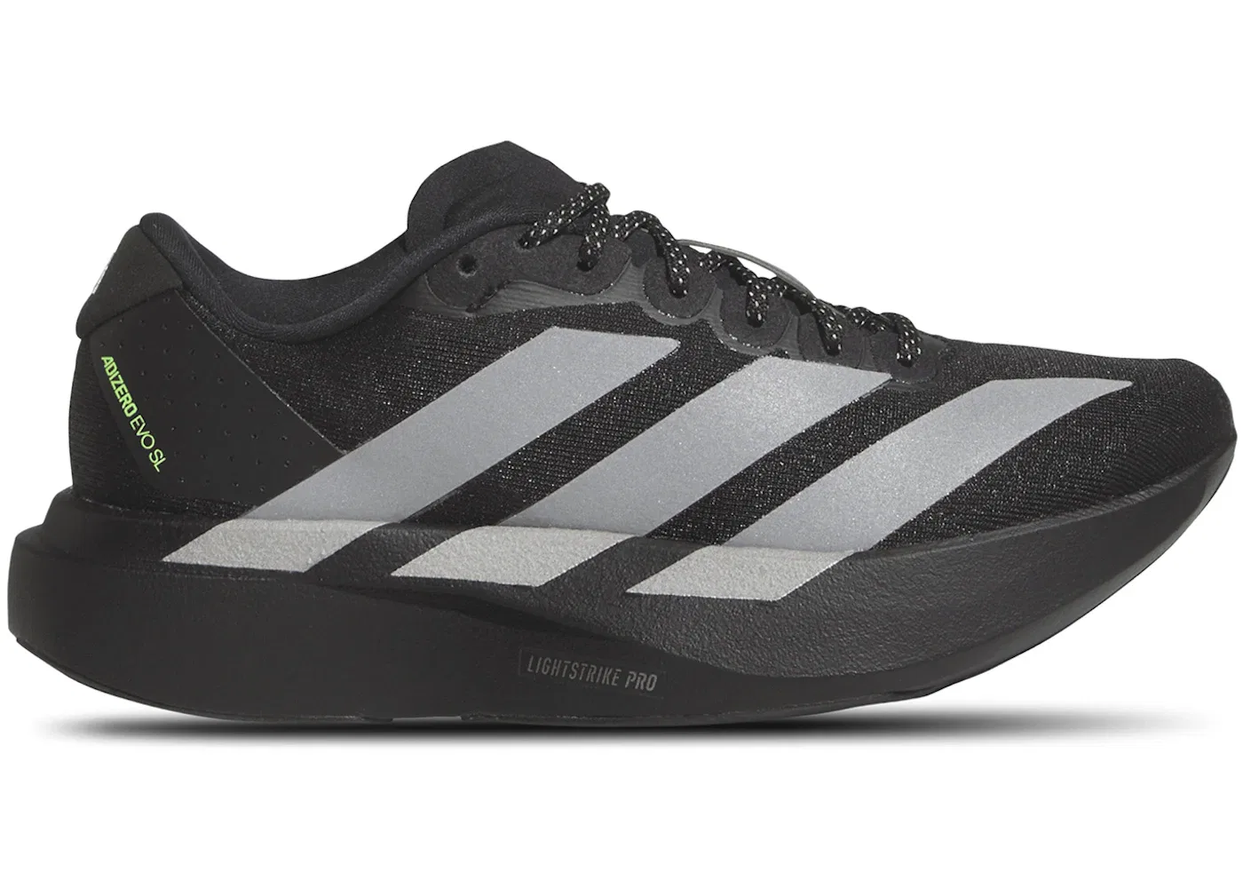 Детские кроссовки для бега с сетчатым верхом Adidas Adizero Evo SL, Core Black/Silver Metallic/Signal Green