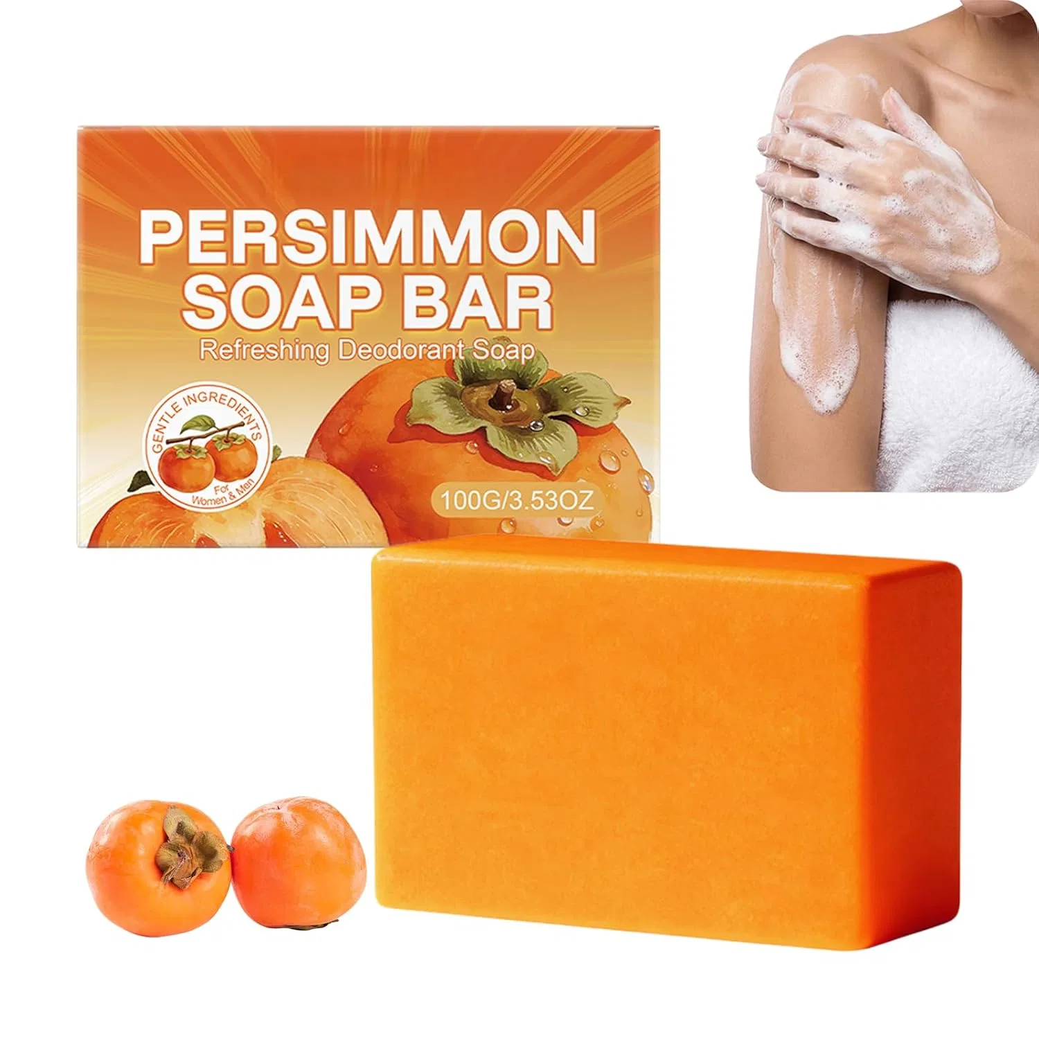 Мыло твердое с экстрактом хурмы и маслом ши, WRJFD, 100 г, 1pcs