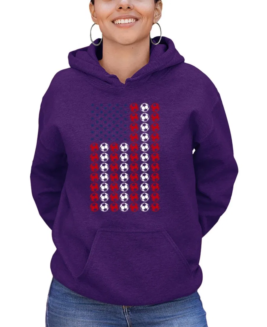 Толстовка на молнии с капюшоном с принтом Soccer Flag Word Art LA Pop Art, Purple