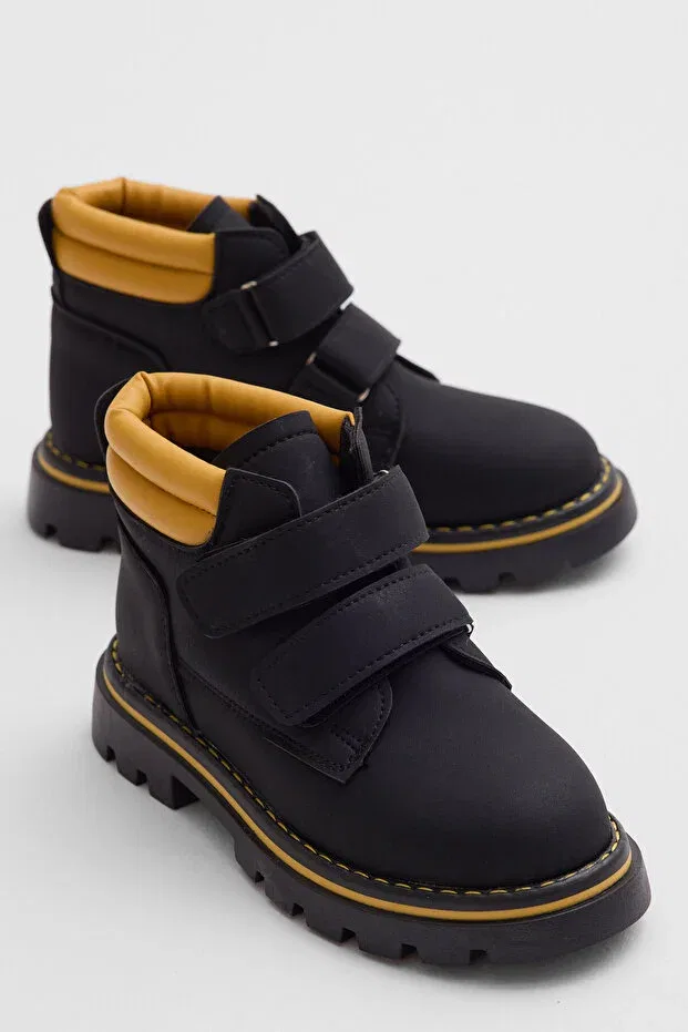 Детские ботинки для девочек на толстой подошве Tonny Black, Black Yellow