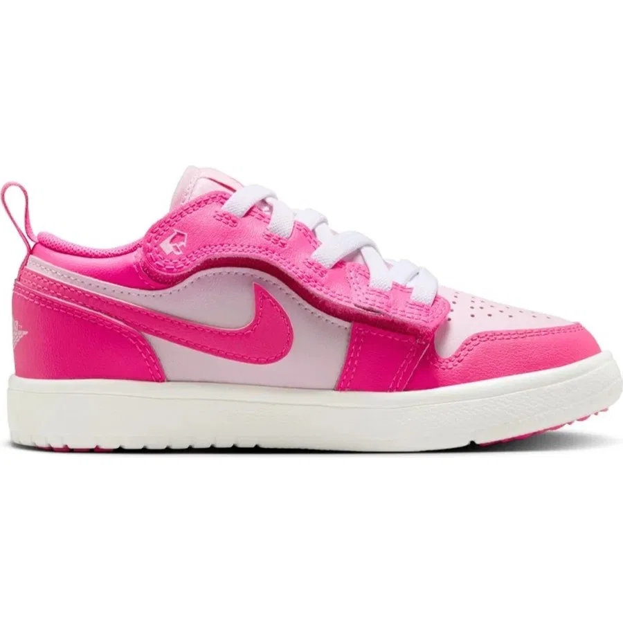 Кроссовки Nike Jordan 1 Low Alt Leather, цвет Pink Foam/Fire Red/White — фото 2
