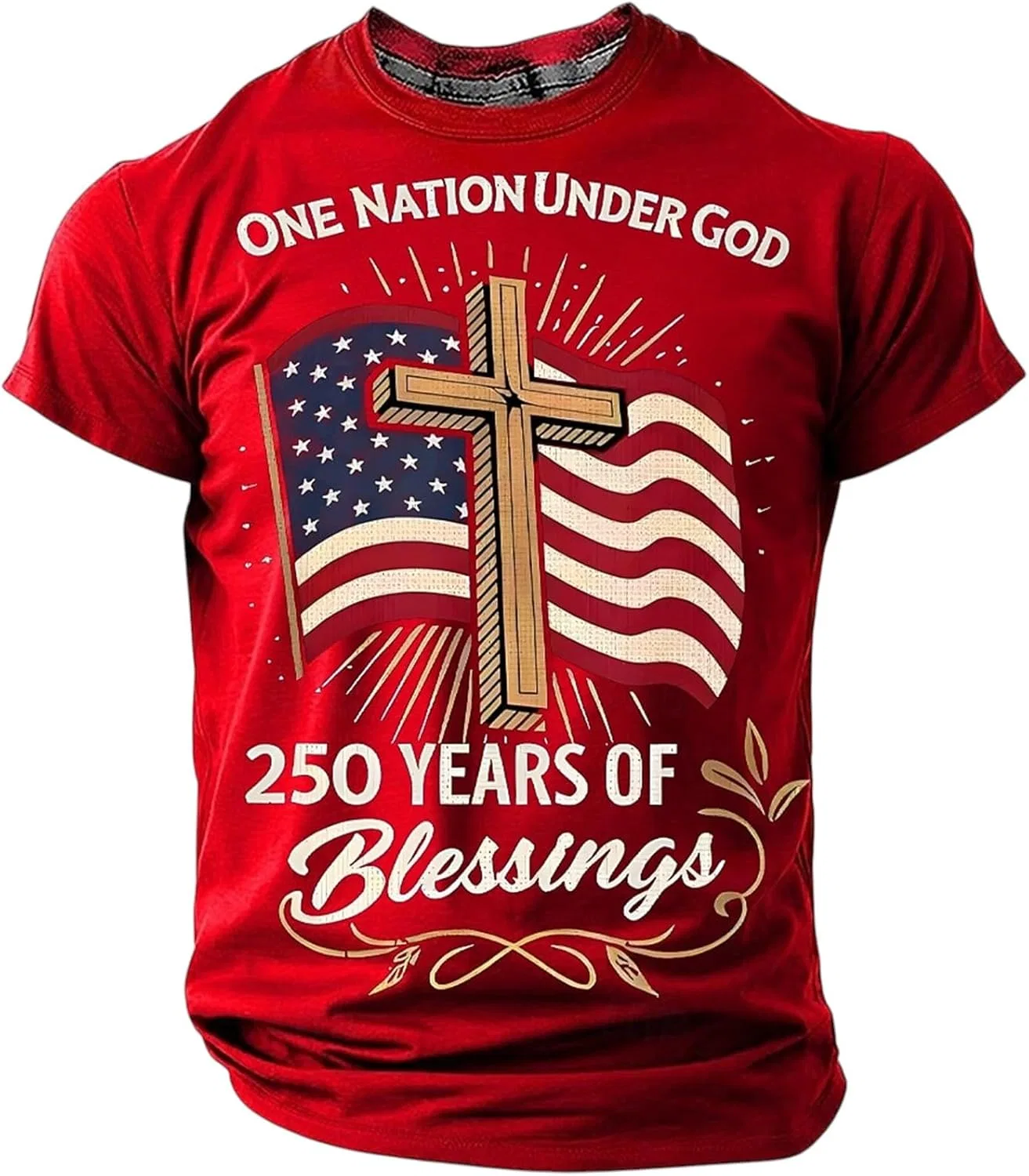 Мужская футболка с американским флагом 250 Anniversary, Red