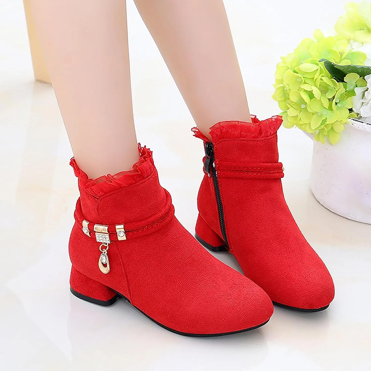 Детские ботинки для девочек с принтом Vintage Juniors Snow Boots, Red — фото 2
