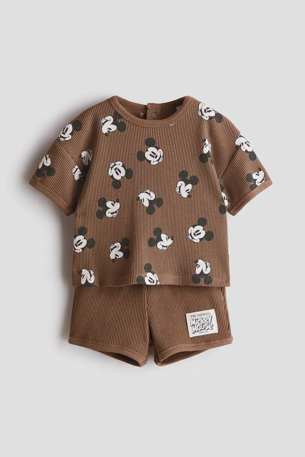 Комплект из 2 предметов, изготовленный из хлопкового трикотажа с принтом H&M, Braun/Micky Maus