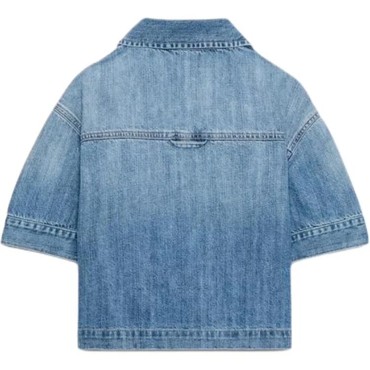 Женская рубашка с воротником-лацканом Medium Blue ZARA, Medium Blue — фото 3